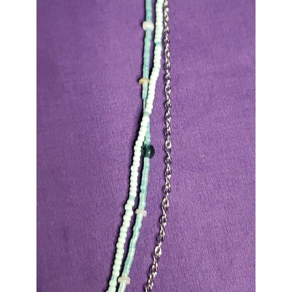 Sonoma Semiprecious Three Layer Green Seed Bead Necklace, Silver Tone, NWT - Picture 3 of 6